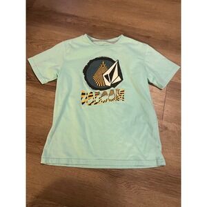 Volcom Kids Boys Graphic T-Shirt Light Aqua Blue Size Small 7/8 Short Sleeve Tee